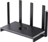 A black Reyee RG-EW3000GX PRO dual-band WiFi 6 router with four antennas is shown from a slightly elevated front-left angle against a white background. Produktbild-Vorschau
