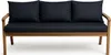 A studio shot of a navy blue cushioned wooden bench. Anteprima dell’immagine prodotto