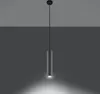 A single pendant light fixture hangs from a ceiling against a dark gray background, with a pool of light illuminating the surface below. Anteprima dell’immagine prodotto
