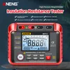 A promotional image for an insulation resistance tester, displaying the product and its features. Podgląd zdjęcia produktu