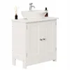 Meuble sous-vasque blanc avec portes, étagères en bois et Voir les images du produit 1