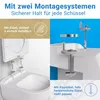 Collage showing two different toilet seat mounting systems. Produktbild-Vorschau