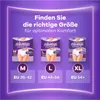 Marketing image showing different sizes of Always Discreet incontinence underwear. Podgląd zdjęcia produktu