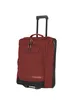 A red and black rolling travel bag with a telescopic handle against a white background. Produktbild-Vorschau