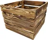 A wooden crate with a burnt wood finish, shown from a slightly elevated angle against a white background. Anteprima dell’immagine prodotto