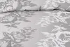 A close-up view of a grey duvet cover with a white rose floral pattern. Produktbild-Vorschau