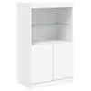 A white sideboard with two doors and a glass shelf. Voir les images du produit