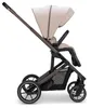 A side view of a beige and brown stroller against a white background. Produktbild-Vorschau