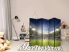 A child's bedroom with a room divider featuring a stadium image. Produktbild-Vorschau