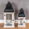 2er Set Laterne Weiß Holz Metall Kerzenhalter Windlicht Produktbild-Vorschau 6