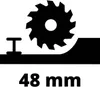 A diagram showing a circular saw blade cutting into a surface, with a measurement of 48 mm indicated. Produktbild-Vorschau