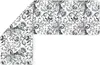 A floral patterned fabric cover is shown laid out on a white background, with one section bent at a right angle. Produktbild-Vorschau