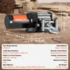 A winch is placed on a rocky, dirt surface with dimensions indicated. Náhled obrázku produktu