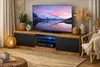Meuble TV 120 cm, chêne Sonoma, noir, façade avec éclairage Voir les images du produit 5