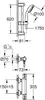 Technical drawing with dimensions for a shower faucet and showerhead. Podgląd zdjęcia produktu