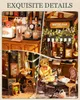 A collage of four images showing details of a miniature DIY bistro model. Produktbild-Vorschau