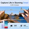A smartphone being held and used to take a picture of a city skyline, with other phones and camera feature icons shown below. Produktbild-Vorschau