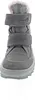 A close-up front view of a child's gray boot with pink trim. Voir les images du produit