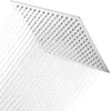 A square shower head with water spraying from it, against a white background. Produktbild-Vorschau