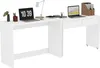 A white desk with two sections, one with a laptop and a plant, and the other with a laptop and a file holder. Anteprima dell’immagine prodotto