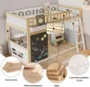 A children's loft bed with a chalkboard wall and play kitchen area underneath. Náhled obrázku produktu