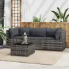 vidaXL 4-tlg. Garten-Lounge-Set mit Kissen Grau Poly Rattan Produktbild-Vorschau 2
