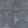 A close-up view of a gray rug with a geometric pattern of overlapping circles. Anteprima dell’immagine prodotto