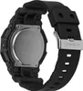 The back of a black G-SHOCK watch is shown against a white background. Produktbild-Vorschau