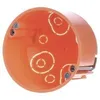 An orange electrical junction box with screw holes and knockouts. Náhled obrázku produktu