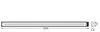 A technical drawing of an LED strip light with dimensions. Anteprima dell’immagine prodotto
