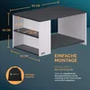 A diagram of a white and gray coffee table with dimensions and assembly information. Produktbild-Vorschau