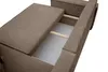 A close-up view of a brown corduroy sofa with its storage compartment open. Produktbild-Vorschau