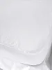 A close-up view of a white mattress protector, showing its textured surface and elasticated edge. Produktbild-Vorschau