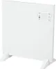 A white electric panel heater with a digital display and controls, standing on two white feet. Náhled obrázku produktu