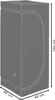 A gray grow tent with dimensions indicated. Produktbild-Vorschau