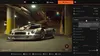 A screenshot from a video game's photo mode, showing a silver race car in a parking garage with various editing options on the right side. Produktbild-Vorschau
