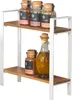 A two-tier shelf unit holding various spice jars and a bottle of olive oil. Anteprima dell’immagine prodotto