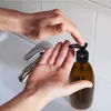 6x 500ml Seifenspender-Flasche, Braunglas, schwarz Produktbild-Vorschau 3