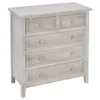 A light gray wooden dresser with five drawers against a white background. Podgląd zdjęcia produktu