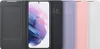 A Samsung phone case with a flip cover and a display window is shown next to several other phone cases in different colors. Produktbild-Vorschau