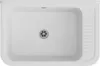 A top-down view of a white sink with a drain in the center and a ribbed area on the right. Anteprima dell’immagine prodotto