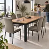 INSPIRO Essgruppe Eiche Kraft/Schwarz + 6 Stühle Samt Grau – Essgruppe für Esszimmer und Küche Produktbild-Vorschau