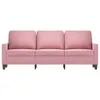 A pink three-seater sofa is shown against a white background. Produktbild-Vorschau