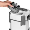 A hand is holding the top part of an aquarium filter, showing how it connects to the main body. Podgląd zdjęcia produktu