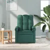 A dark green fabric recliner chair is shown in a well-lit room with a large plant and a small side table. Podgląd zdjęcia produktu