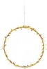 A golden LED light wreath with leaf-like decorations, suspended by a thin wire against a white background. Podgląd zdjęcia produktu