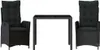 3-tlg. Garten-Essgruppe mit Kissen Schwarz Poly Rattan Produktbild-Vorschau 1
