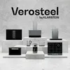 A collection of kitchen appliances displayed on concrete pedestals against a concrete wall. Produktbild-Vorschau