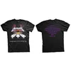 A black Metallica t-shirt with the 'Master of Puppets' album art on the front and the tracklist on the back. Produktbild-Vorschau
