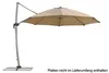 A cantilever umbrella with a sand-colored canopy and a gray pole and base, set against a white background. Produktbild-Vorschau